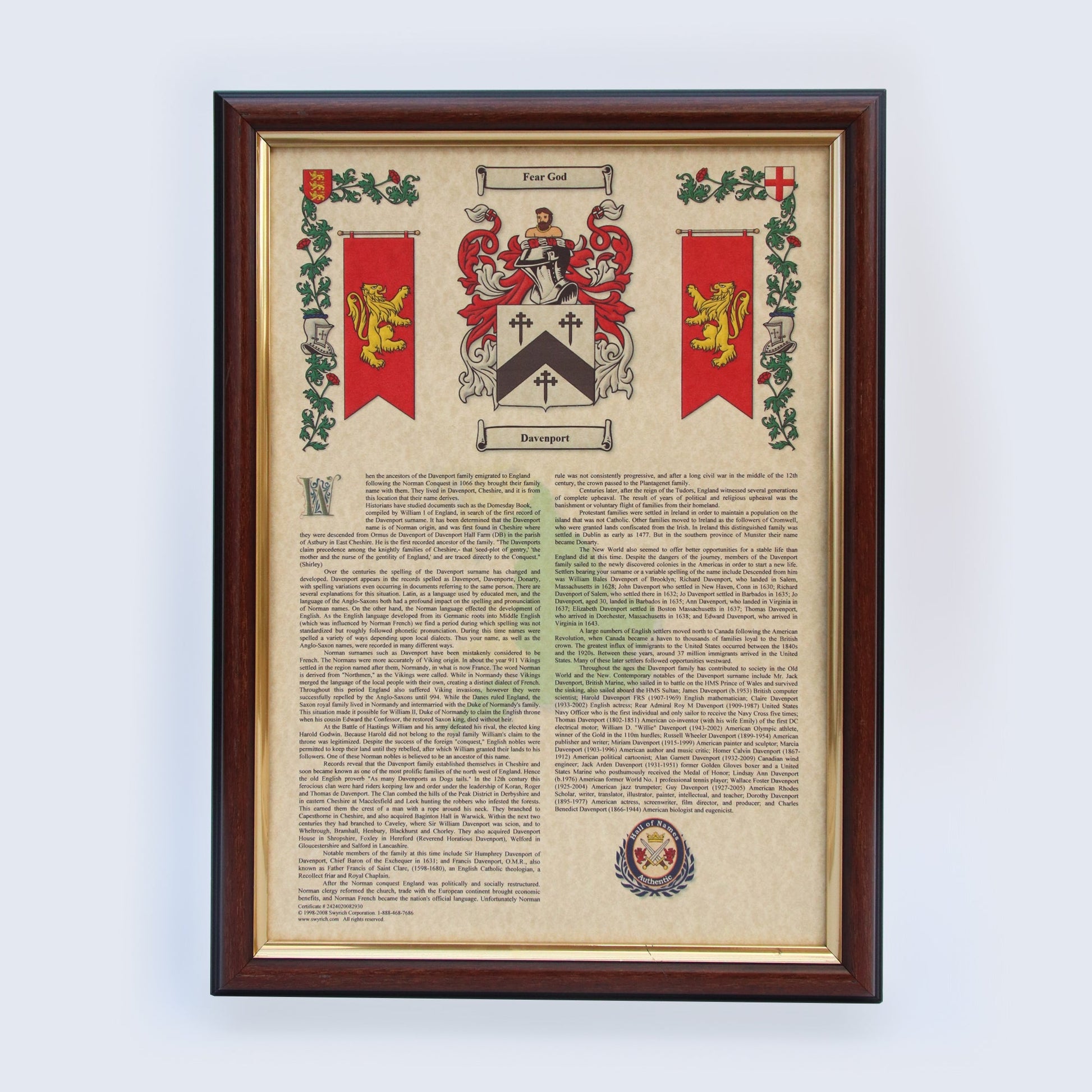 coat of arms-surname-history-print